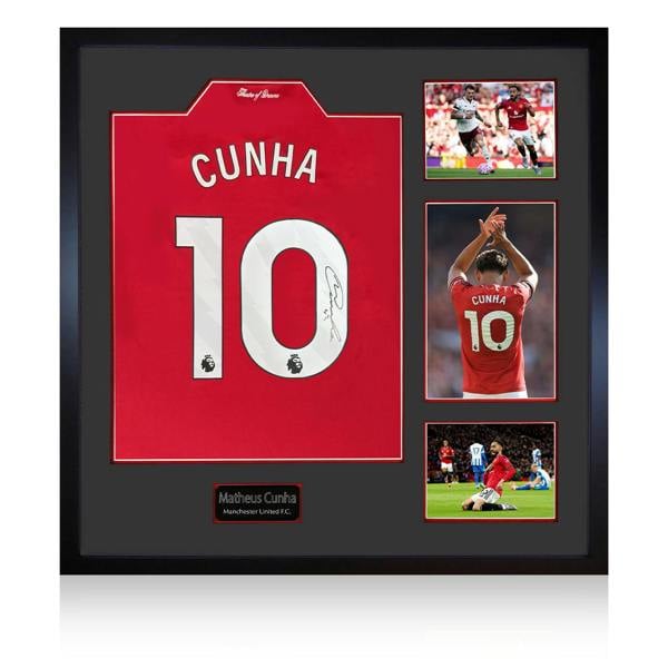 Matheus Cunha Signed Manchester United Shirt Elite Frame (ACG Cert)