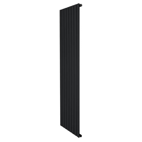 Sleek black flat single column radiator, 1800 x 560mm, featuring a modern design with smooth, vertical lines and a matte finish