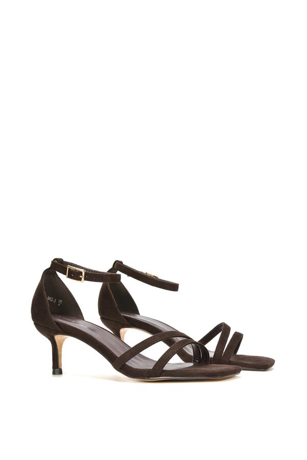 XY LONDON Open Toe Strappy Low Kitten Heel Sandal Shoes