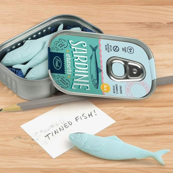 T. H. Baker Fred 4 Piece Sardine Erasers Novelty Gift 5321943
