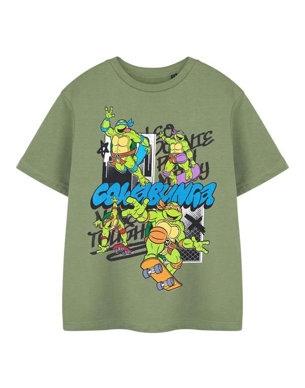Teenage Mutant Ninja Turtles Boys Green Cowabunga Short Sleeved T-Shirt