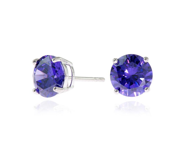 Cachet London Lana 8mm Silver Violet Earrings