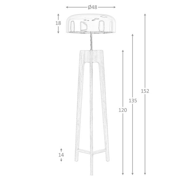 Angel Cerdá Floor lamp in black and white aluminium and walnut-coloured pine wood 8110