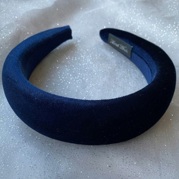 padded headband velvet navy blue 