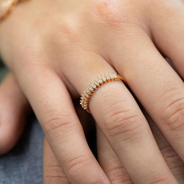 The Colourful Aura Adjustable Round Rose Gold Elegant Zircon Geometric Stackable Ring