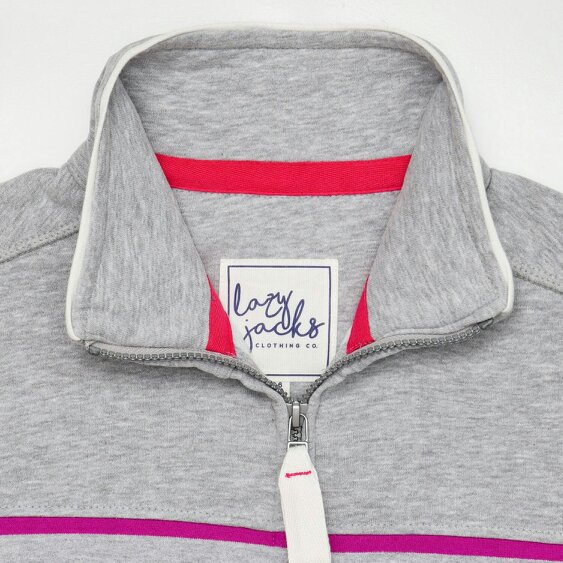 Lazy Jacks LJ32 - Full Zip Striped Sweatshirt - Colourful Grey Marle