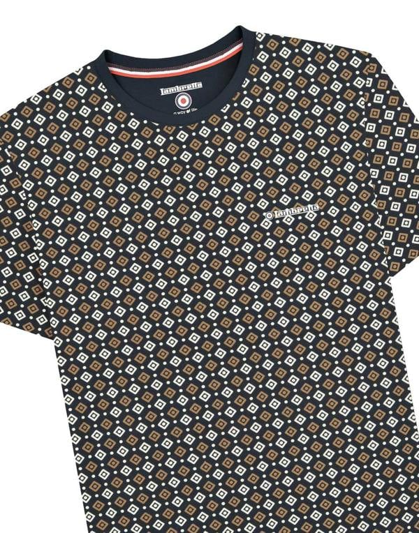Lambretta Mens All Over Geometric Smart Classic Retro T-Shirt