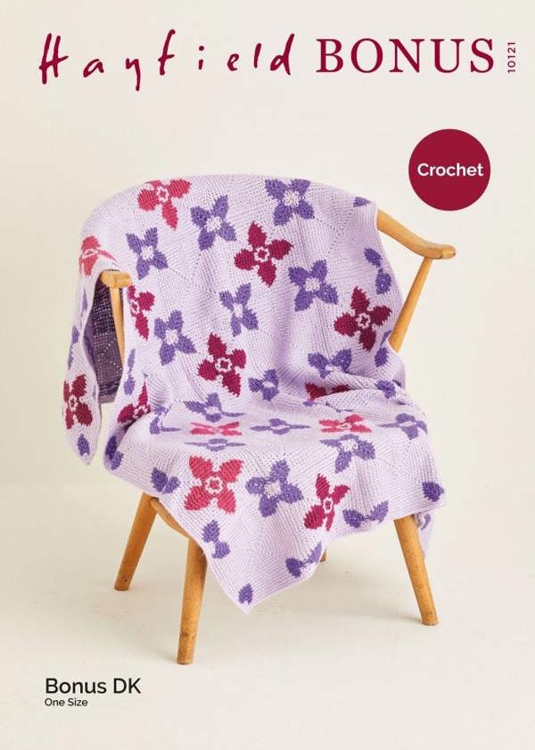 Hayfield Bonus DK Crochet Pattern 10121, Blankets One Size