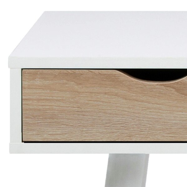 Wyld Haus Dresden White and Natural Sonoma Wood Office Desk 3 Drawers