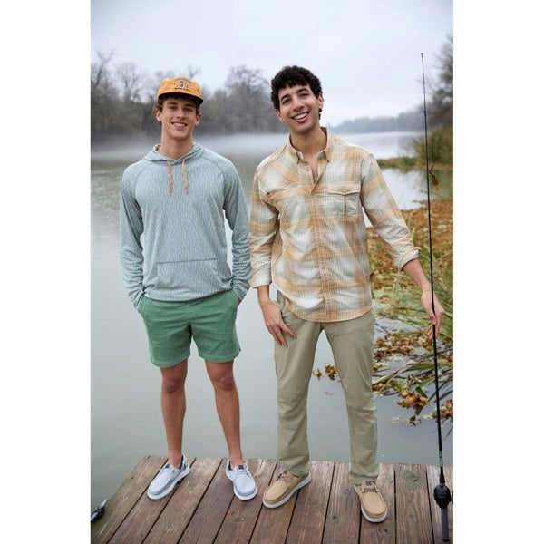 HEYDUDE Welsh Grip Classic Mesh Cotton Blend Men's Incense/Morel Brown Boat Shoes