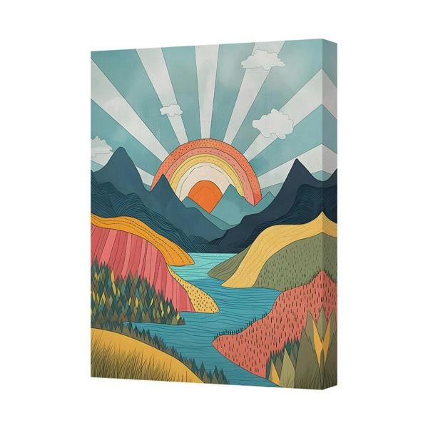 Benjamin Tate Design Contemporary Landscape Canvas Art Print With Deep UK Handmade Wooden Frame