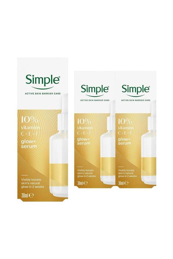 Simple Glow+ Serum 10% Vitamins C+E+F Booster Brightening Skin Care, 30ml