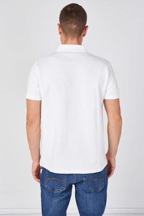 Textured Short Sleeve Polo Shirt