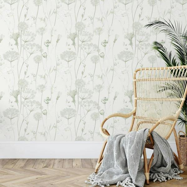 Catherine Lansfield Meadowsweet Floral Sage Wallpaper image 4