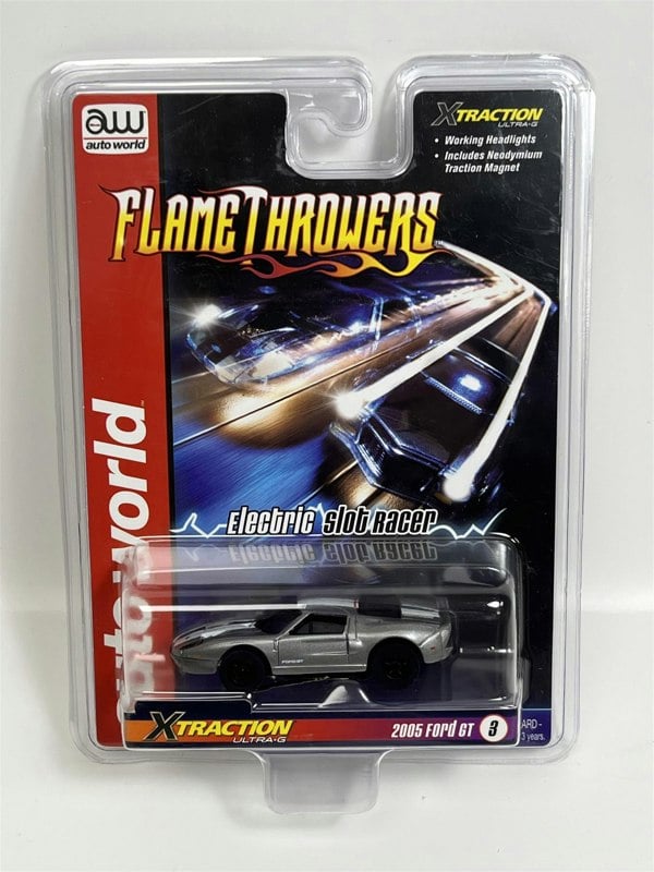 Auto World Slot Cars 2005 Ford GT Grey X Traction Flame Throwers HO Scale SC366-3