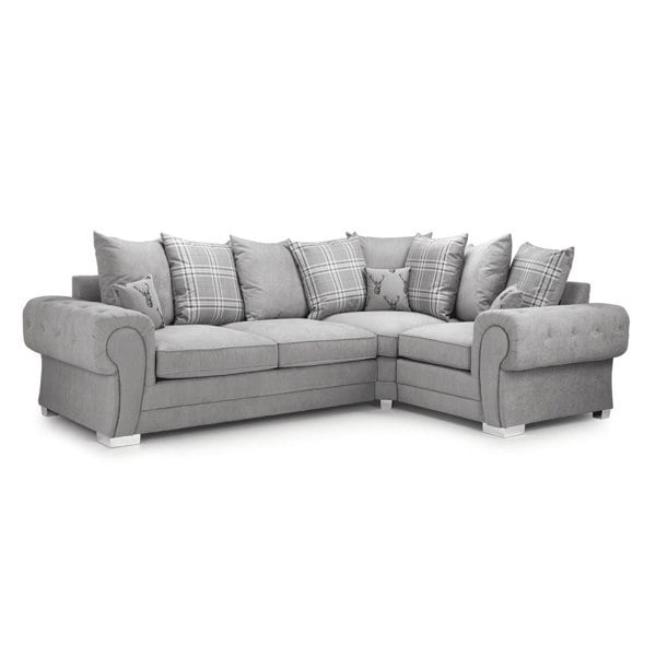 Milan Chesterfield Fabric 4 Seater Corner Sofa - Scatter Back