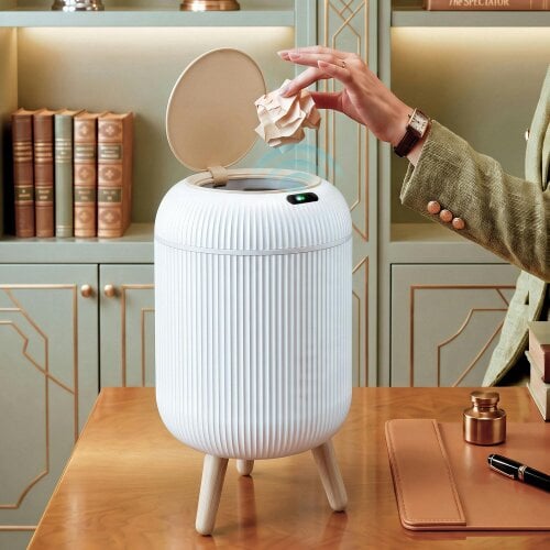 HOMCOM 10L Sensor Bin w/ Soft-Close Lid, Automatic Kitchen Bin - White