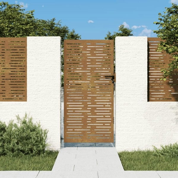 Berkfield Garden Gate 85x175 cm Corten Steel Square Design