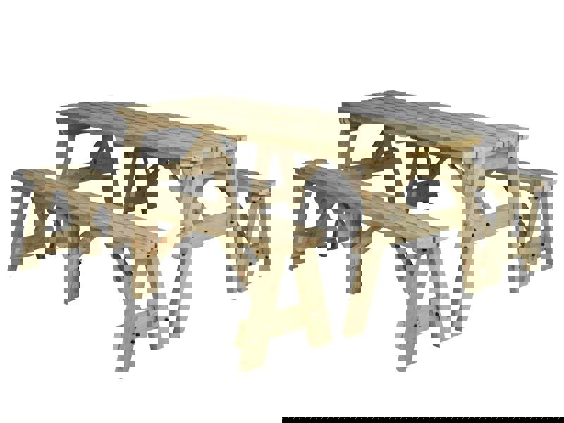 Victoria Rounded Picnic Table and Benches Set – Wooden Outdoor Dining Set for Gardens, Patios, and Picnics
