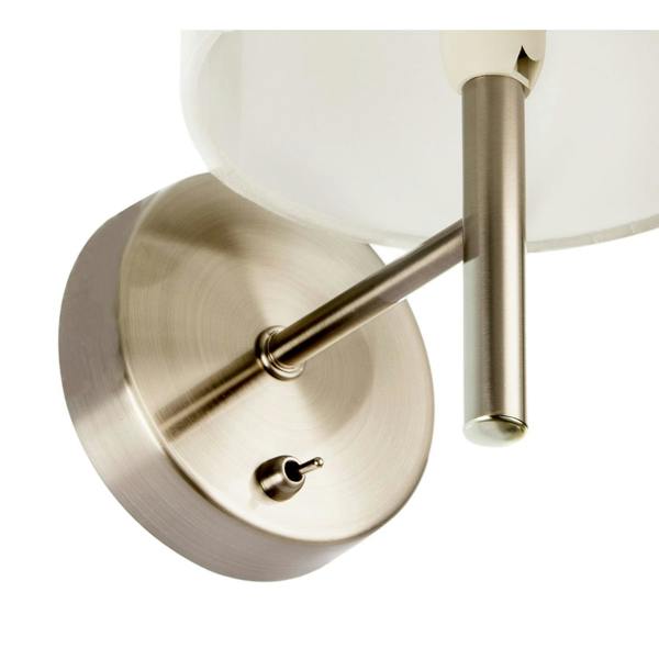 Modern Bedside Wall Lamp in Satin Nickel with Toggle Switch and Shade Image 3