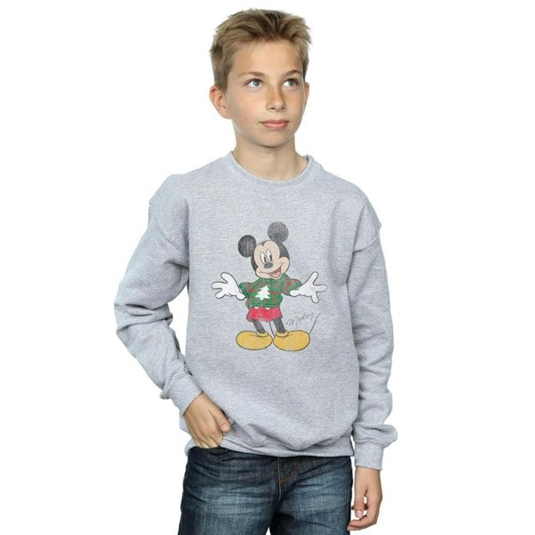 Disney Boys Mickey Mouse Christmas Jumper Sweatshirt - Sports Grey