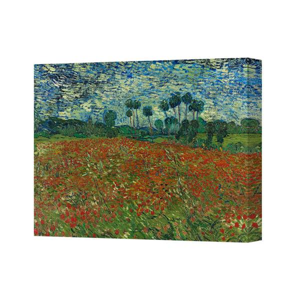 Benjamin Tate Design Impressionist Field of Red Flowers on Blue Sky Canvas Wall Art