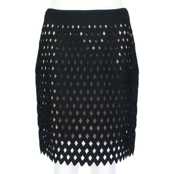 Alaia layered skirt in a black diamond mesh top layer