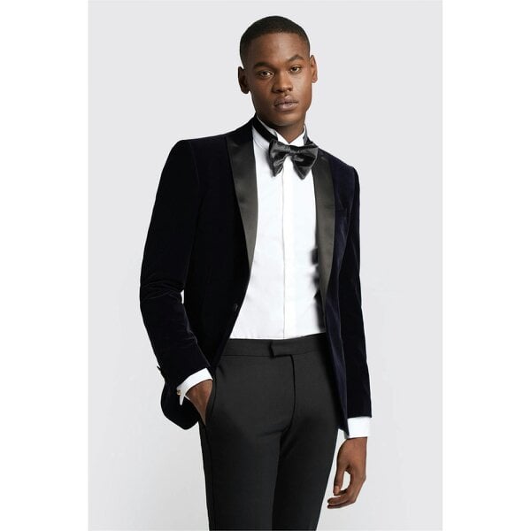 Antique Rogue Slim Fit Navy Velvet Dresswear Blazer