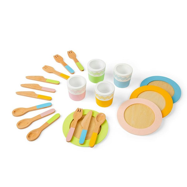 Bigjigs Toys Wooden Dinner Service Set - 20 Play Pieces