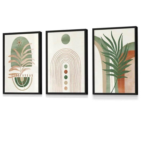 Artze Wall Art Sage Green Botanical Arches Set of 3 Framed Wall Art