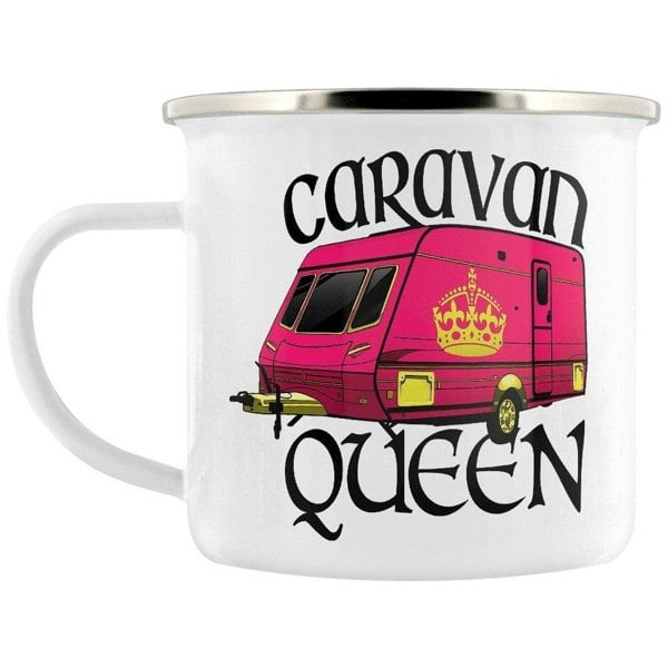 Grindstore Caravan Queen Enamel Mug - White