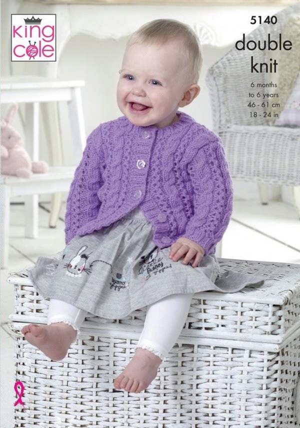 King Cole Big Value Baby DK Knitting Pattern 5140, Cardigans for Baby, Kids, 6 Months - 6 Years