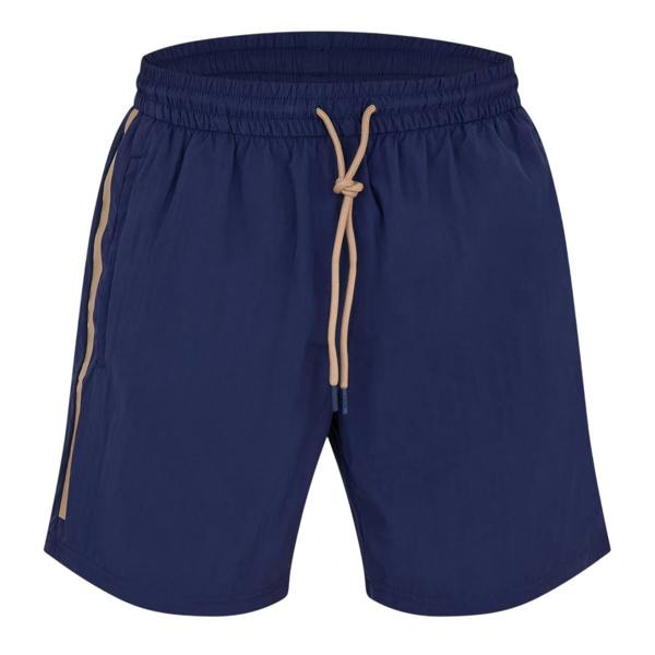 Boss Mens Side Stripe Polyester Relaxed Fit Swim Shorts - Navy - 