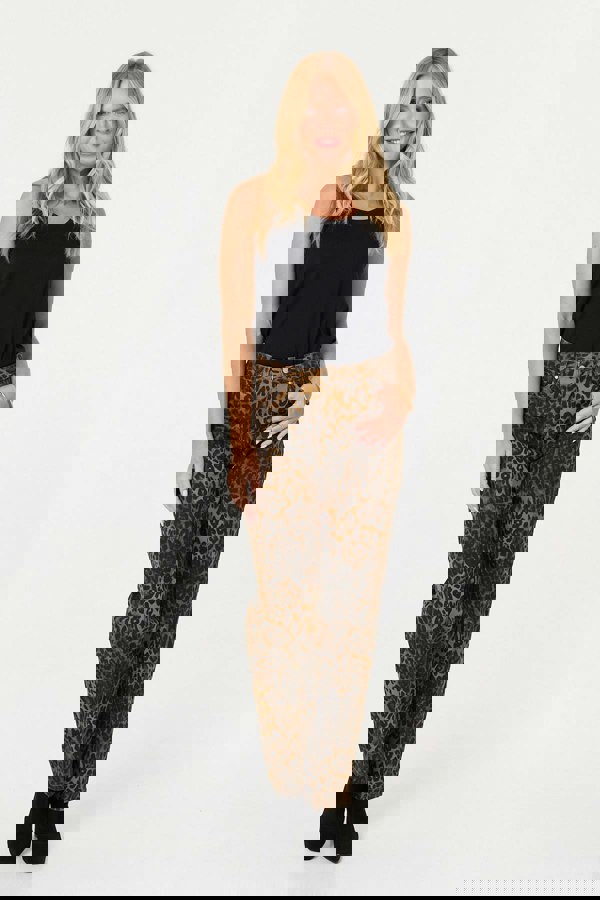Brown | Animal Print High Waist Wide Leg Jeans
