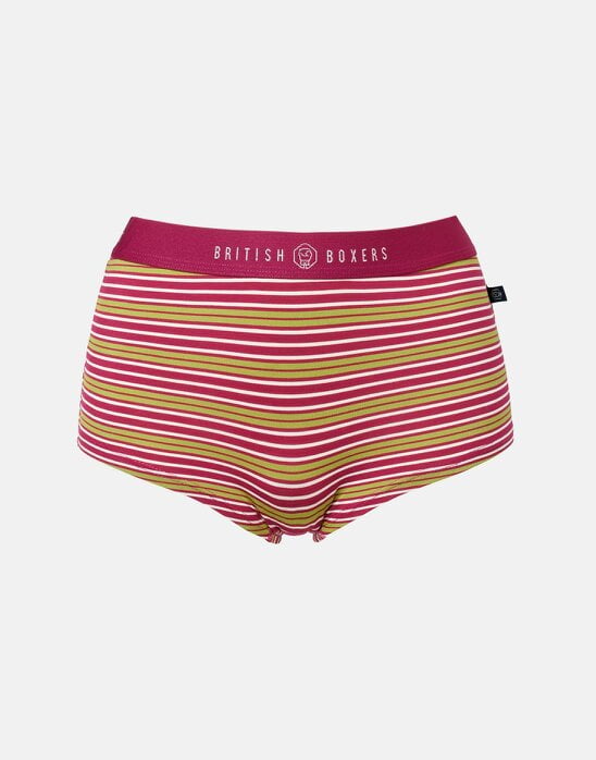 British Boxers Multipack! 4 Pairs of Women's Bamboo Hipster Boxer Briefs – Rhubarb Sugar