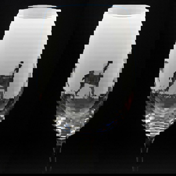 Glyptic Glass Art Pointer Dog Crystal Wine Glass - Hand Etched/Engraved Gift