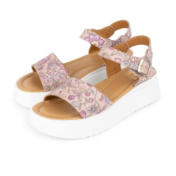 Embassy London Amalfi - Pink & Paisley - Women's 1.3 inch Flatform Leather Sandal