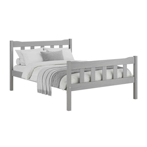 Wyld Haus Tralee Grey Washed Wooden 4ft6 Double Bed with Panelled Headboard and Footboard