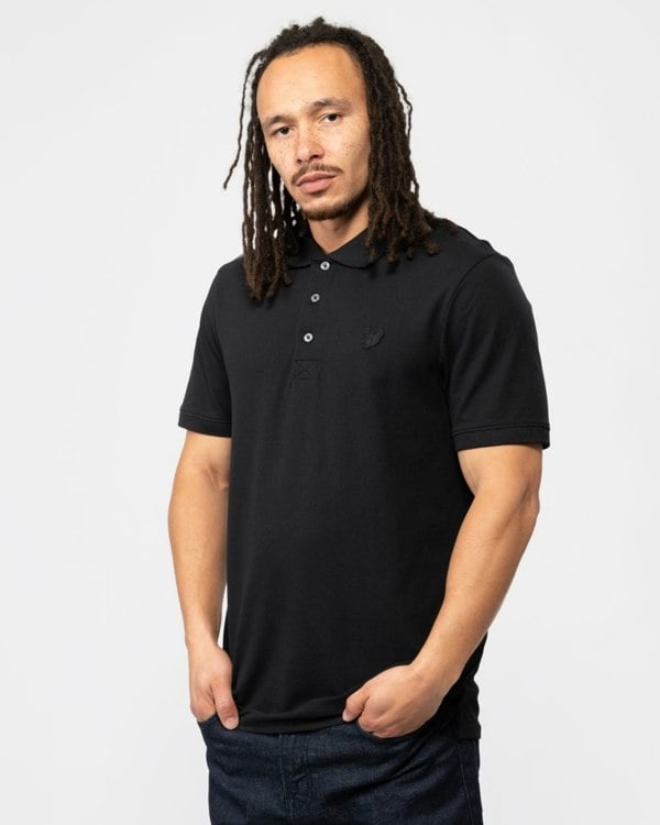 Lyle & Scott Tonal Eagle Mens Polo Shirt - Z865 Jet Black