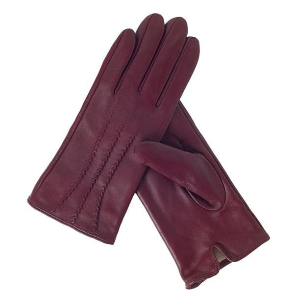 Quivano Womens Leather Gloves With 3 Stripe Detail