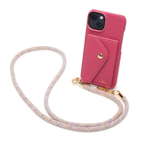 Elie Beaumont Genuine Leather iPhone Case - Azalea - Distressed Multi Lanyard