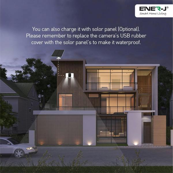 ENER-J Smart Wireless Twin Floodlight Outdoor Camera with Sensor, Alexa & Google Home Compatible, App & Voice Control