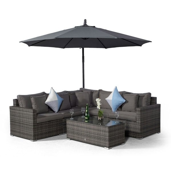 Giardino Havana 5 Seat Outdoor Rattan Corner Sofa Set with Large Coffee Table