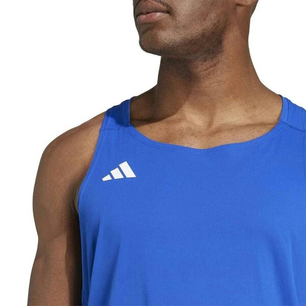 Adidas Adizero Essentials Mens Running Singlet Vest Blue IX2855