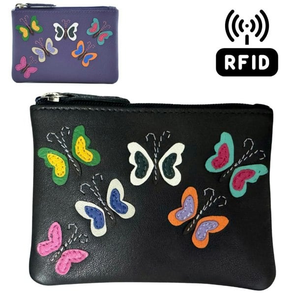 Mala Leather Juno Butterfly Leather RFID Coin Purse