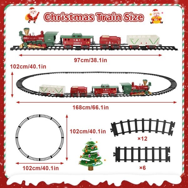 deAO Toys Electric Steam Train Set with Real Smoke, Lights an