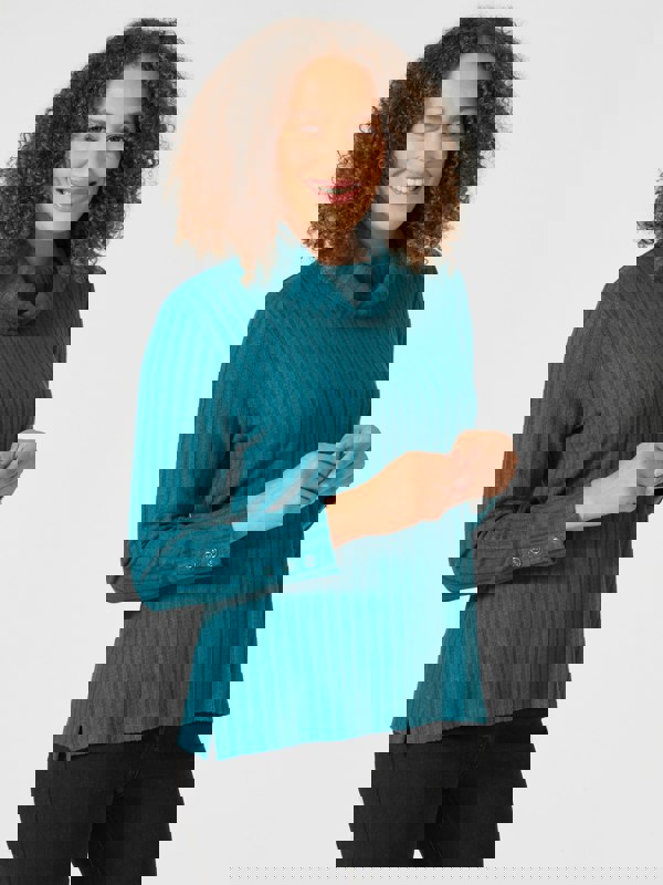 PennyPlain Cuff Detail Cowl Neck Top - Dragonfly