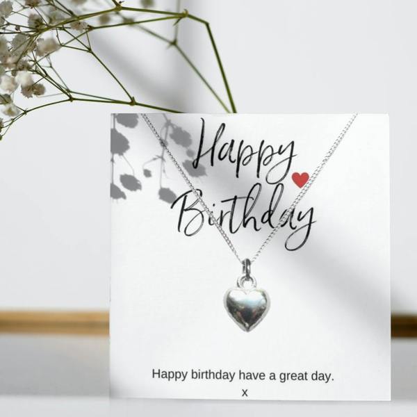 Aye Do Gifts Happy Birthday Silver Heart Charm Necklace & Gift Card