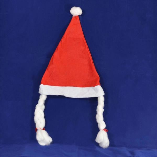Size Options: 2 Pack or 12 Pack Christmas Santa Hats with Plaits and Ribbon for Festive Parties image 1