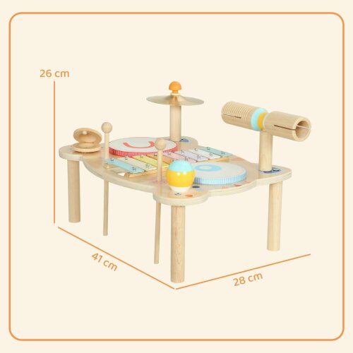 AIYAPLAY Kids Drum Kit, Wooden Musical Instruments for 18M-6Years, Natural